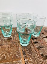 Traditioneel Beldi Glas | Aquamarine| Marokkaanse Gerecycled Glas | Set van 6 | XL