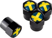 TT-products ventieldoppen aluminium Zweedse vlag zwart 4 stuks