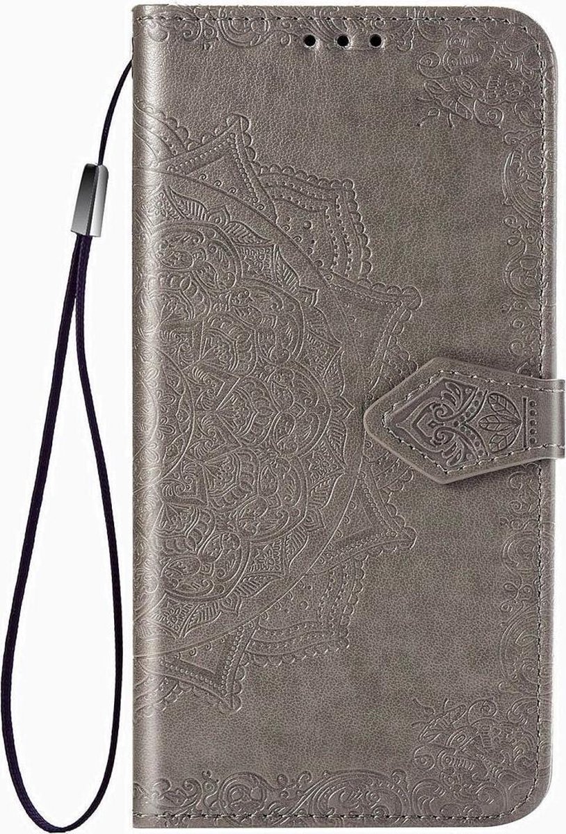 Mobigear Telefoonhoesje geschikt voor Motorola Edge (2020) Hoesje | Mobigear Mandala Bookcase Portemonnee | Pasjeshouder voor 3 Pasjes | Telefoonhoesje voor Pinpas / OV Kaart / Rijbewijs - Grijs