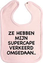 Slabbetjes - slabber - slab - baby - Ze hebben mijn supercape verkeerd omgedaan.. - drukknoop - stuks 1 - baby roze