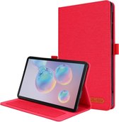 Voor Samsung Galaxy Tab A 8.4 (2020) Horizontaal Flip TPU + Stof PU lederen beschermhoes met naamkaartclip (rood)