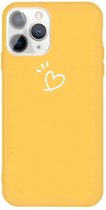 Voor iPhone 11 Pro Max Three Dots Love-heart Pattern Colorful Frosted TPU telefoon beschermhoes (geel)