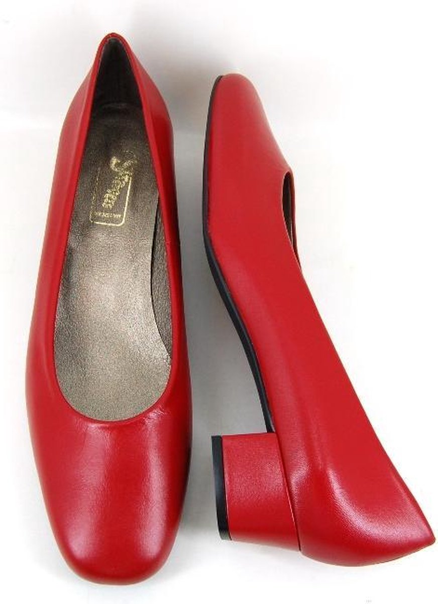 Stravers - Rode Leren Pumps met lage hak maat 34. Kleine Maten Lage Pumps |  bol.com