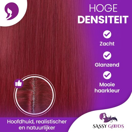 SassyGoods® Rode Pruik - Pruiken Dames - Wig - Pruik - Lang Steil Haar - Rood - 70 cm - SassyGoods