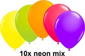 Neon ballonnen, assorti  kleuren, 10 stuks, 25 cm
