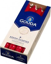 GOUDA Dinerkaars Gouda Kroonkaarsen 240/24 rood 16 kaarsen in 2 verpakkingen