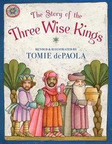 Livre 'The Story of the Three Wise Kings' avec illustration des trois Rois mages en robes colorées avec des cadeaux.