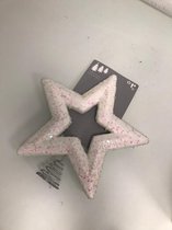 Kerstster - veel glitters - wit - 30 cm hoog - kunststof