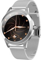 DrPhone L40 Optima - Smartwatch Vrouwen - Modieus - Slimme Horloge - Nieuw Type Hartslag - Bloeddrukmeter - Sport / Notificaties / IOS / Android - Zilver
