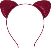 Jessidress Haarband Haar diadeem met katten oren met glitters - Fushia