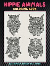 Hippie Animals - Coloring Book - Bat, Quokka, Badger, Fox, other