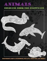 Animals - Coloring Book for Grown-Ups - Hippopotamus, Proboscis, Iguana, Wolves, and more