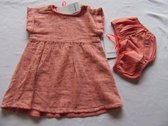 noukie's , jurk + slip , 80 ( 1jaar) , orange met hartjes