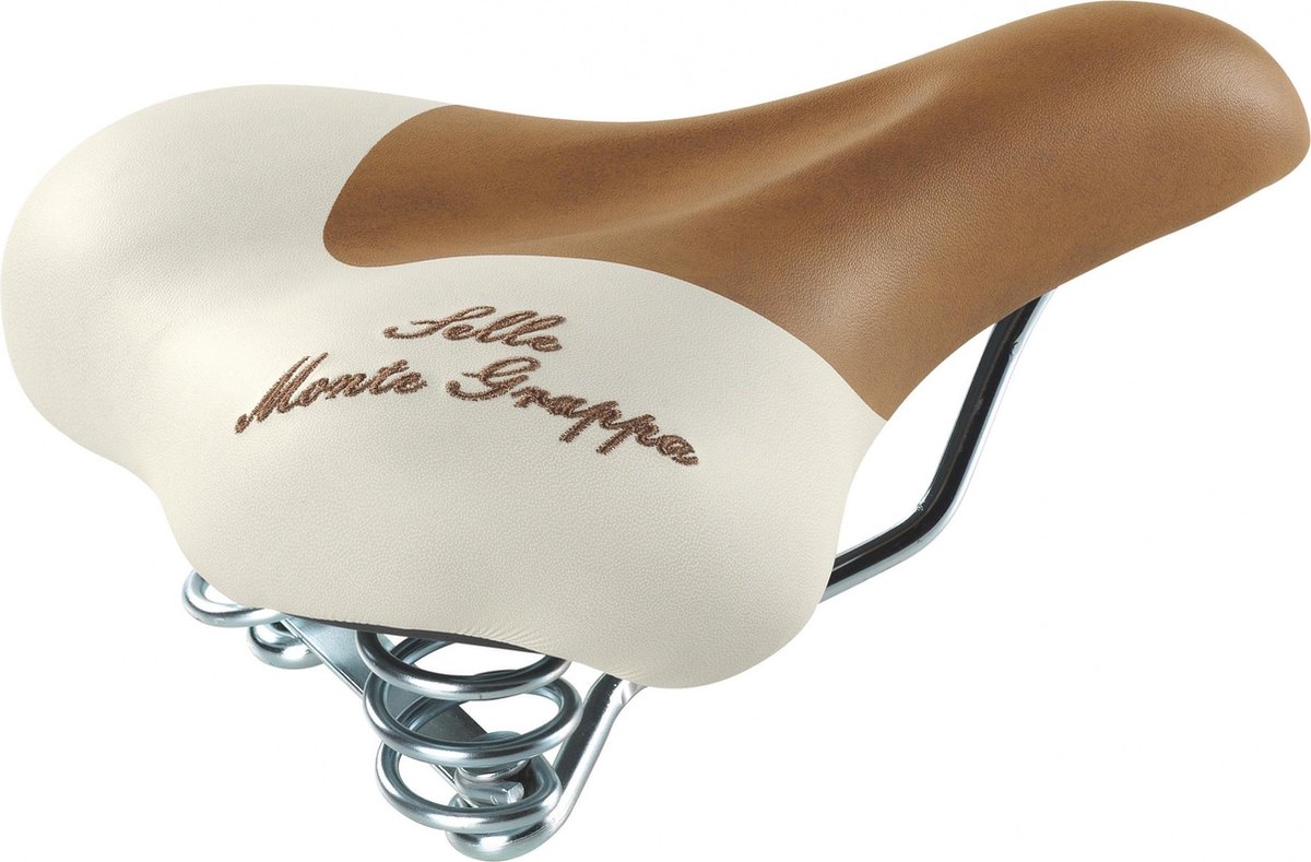 Selle Monte Grappa Fashion - Fietszadel - Met veer - Honey / Cream - Lichtbruin / Wit