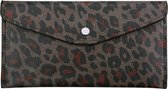 Portemonnee, envelop, luipaard zwart/bruin