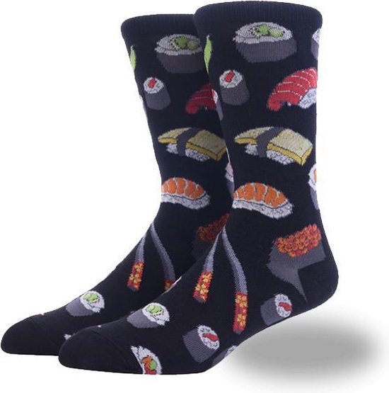 Sushi sokken - Zwart - unisex - one size fits all - Sushi cadeau - Cadeau voor mannen en vrouwen