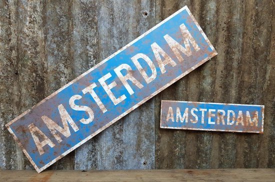 Retro plaatsnaambord Amsterdam 30cm - stijl: vintage / oud |