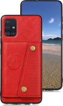 Samsung Galaxy A71 Backcover | Rood | Leren Card Case | Pasjeshouder | Magnetisch