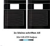Schriften klein A5 lijntjes - Met Kantlijn - Set van 2 stuks - Zwart - Met GRATIS balpen - GRATIS verzonden
