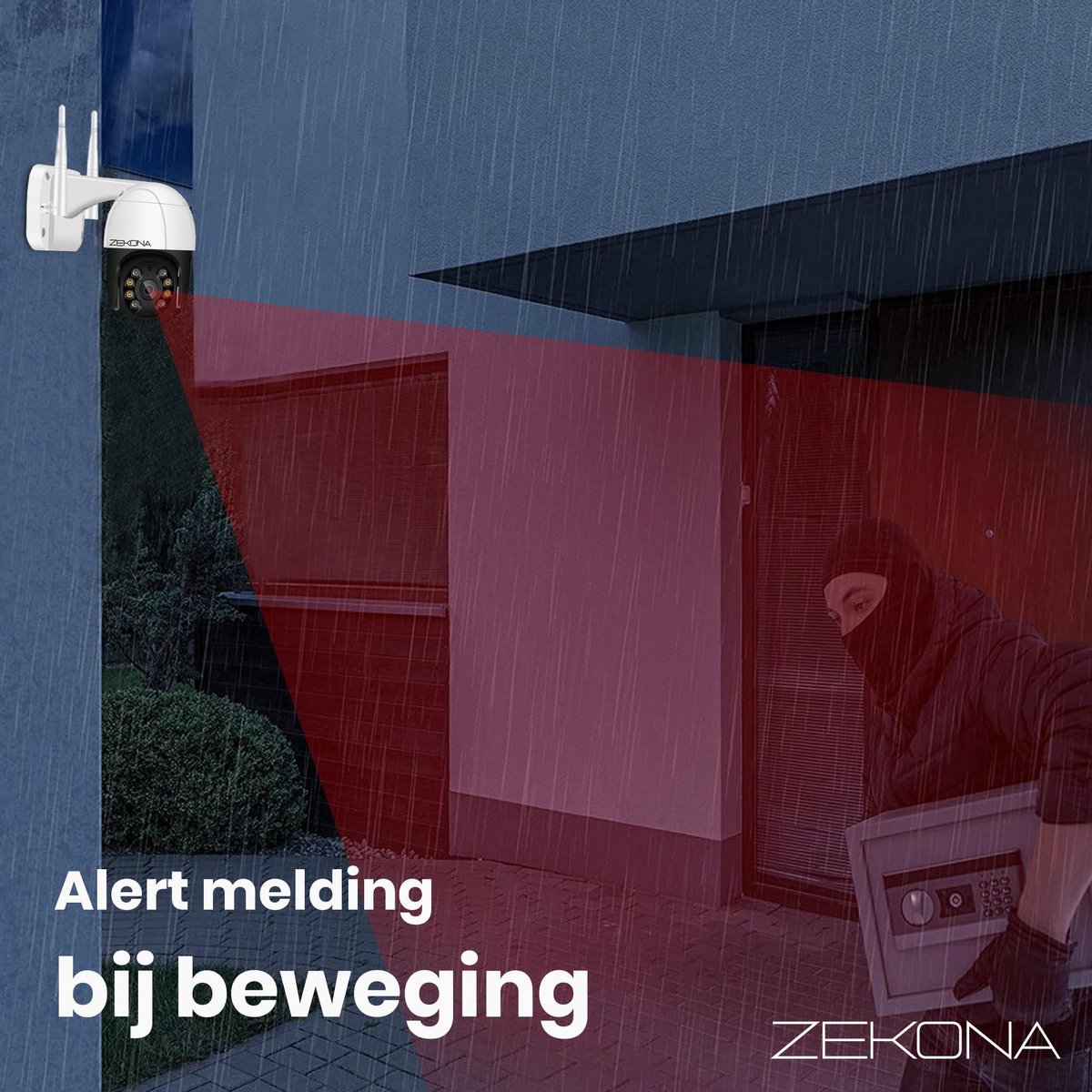 Afbeelding 2 van Zekona 20C Wit - Full HD Beveiligingscamera - IP Camera Beveiliging - Outdoor Beveiliging - Bewakingscamera voor Binnen & Buiten - Buiten Camera met Nachtzicht - Indoor Camera met Meeluister Functie - WiFi 4x Digitale Zoom + 32 GB SD Kaart