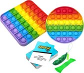 ZTWK© - Pop it fidget toys pakket 2+2 GRATIS - Regenboog collectie + Pea Popper + Mesh and marble