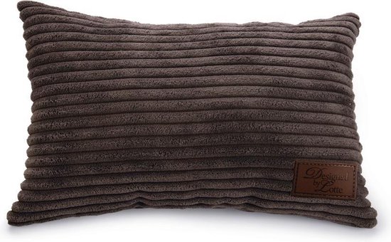 Desgined by Lotte Hoofdkussen Ribbed - Hond - Bruin - 35x23 cm