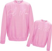 Sweater meisje lichtroze Mom's Girl-ook verkrijgbaar voor mama Girl Mom twinnen met jouw kleine meid-Maat 7/8 jaar