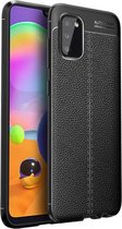 Samsung Galaxy A02s hoesje - MobyDefend TPU Gelcase - Lederlook - Zwart - GSM Hoesje - Telefoonhoesje Geschikt Voor: Samsung Galaxy A02s