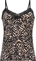 Hunkemöller Dames Nachtmode Cami top Velours Zebra  - Zwart - maat L