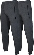 2- Pack Donnay Joggingbroek met elastiek - Sportbroek - Heren - Maat L - Donkergrijs gemÃªleerd