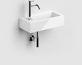 Flush 3 lave-mains 36cm avec trou pour robinet et bonde, gauche, céramique blanche.