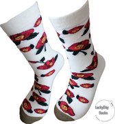 Verjaardag cadeau - Moederdag cadeau - Moeder sokken -Moederdag - Bloemen sokken - Leuke sokken - Vrolijke sokken - Luckyday Socks - Sokken met tekst - Aparte Sokken - Socks waar je Happy van