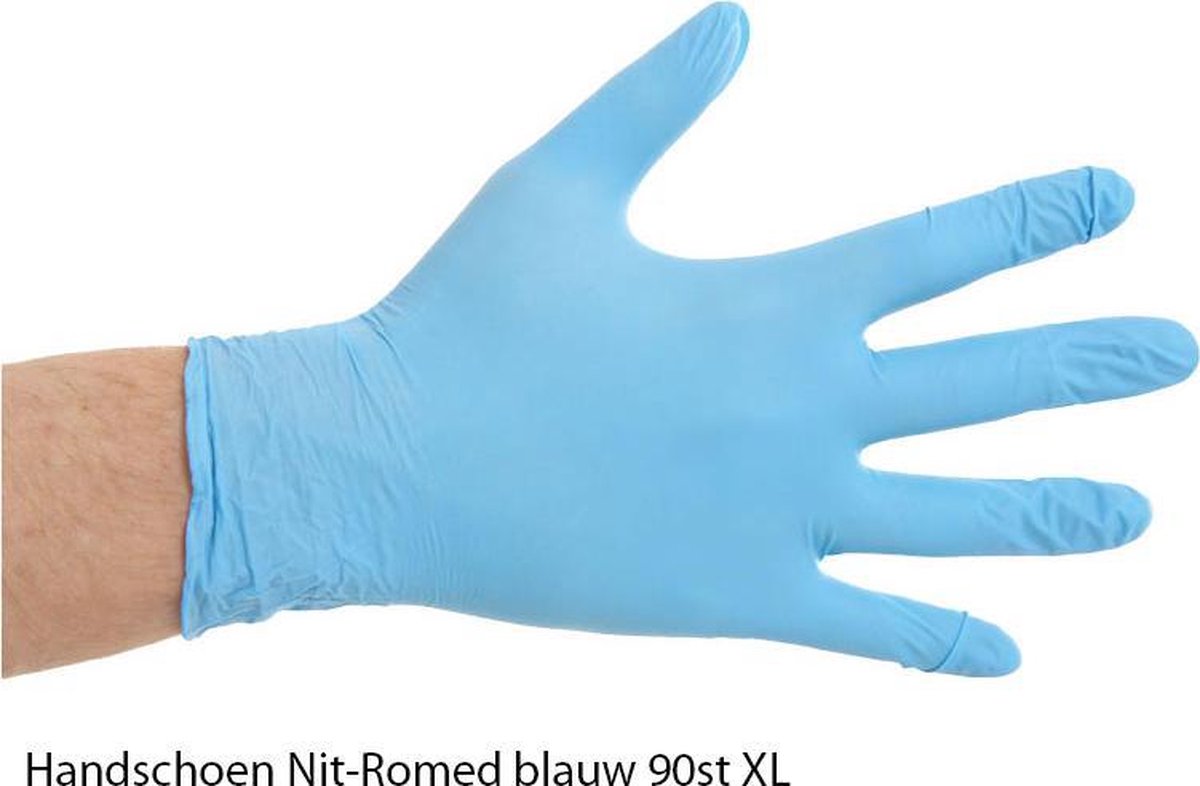 Goedkoopste Romed Nitromed Handschoenen 100 stuks XL - (90 stuks) Romed - Blauw - Nitril en Vinyl - Poedervrij en latexvrij