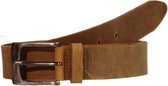 Dames vintage riem leer 4 cm cognac, bandmaat 105