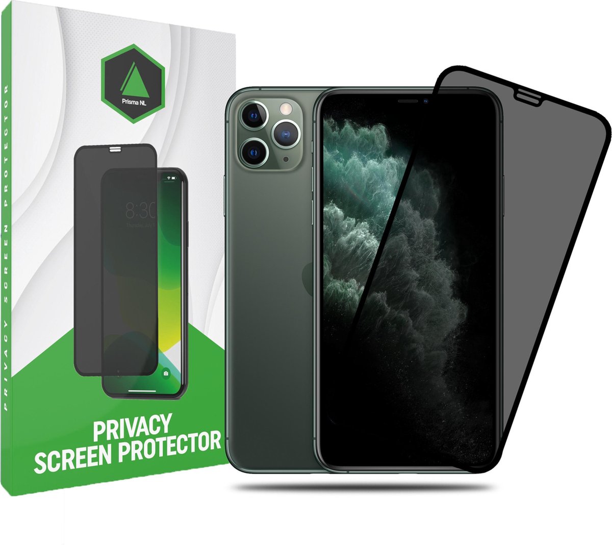 Prisma NL® iPhone Privacy Screenprotector voor iPhone 11 Pro Max & iPhone XS Max - Anti Spy - Premium - Screenprotector - Beschermglas - Gehard glas - 9H Glas - Zwarte rand - Tempered Glass - Full cover