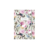 Hobbit - Notitieboek - Groen met rozen, vlinders en vogels - Hardcover - A5 (14,8 x 21 cm)