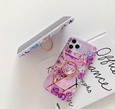 Samsung Galaxy A21s Marmer Hoesje | Back Cover Case | met Ring Houder | Paars