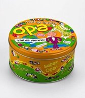 Verjaardag - Snoep - Snoeptrommel - Opa - Gevuld met Drop - In cadeauverpakking met gekleurd lint