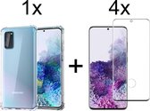 Samsung S20 Plus Hoesje - Samsung Galaxy S20 Plus hoesje shock proof case hoes hoesjes cover transparant - Full Cover - 4x Samsung S20 Plus screenprotector