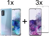 Samsung S20 Plus Hoesje - Samsung Galaxy S20 Plus hoesje shock proof case hoes hoesjes cover transparant - Full Cover - 3x Samsung S20 Plus screenprotector