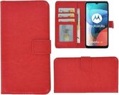 Motorola Moto E7 Hoesje - Bookcase - Pu Leder Wallet Book Case Rood Cover