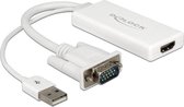 Premium VGA + USB (audio/voeding) naar HDMI adapter met CEC / wit - 0,25 meter