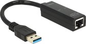 Premium USB-A naar RJ45 Gigabit Ethernet LAN adapter - USB3.0 - CAT6 / zwart - 0,10 meter