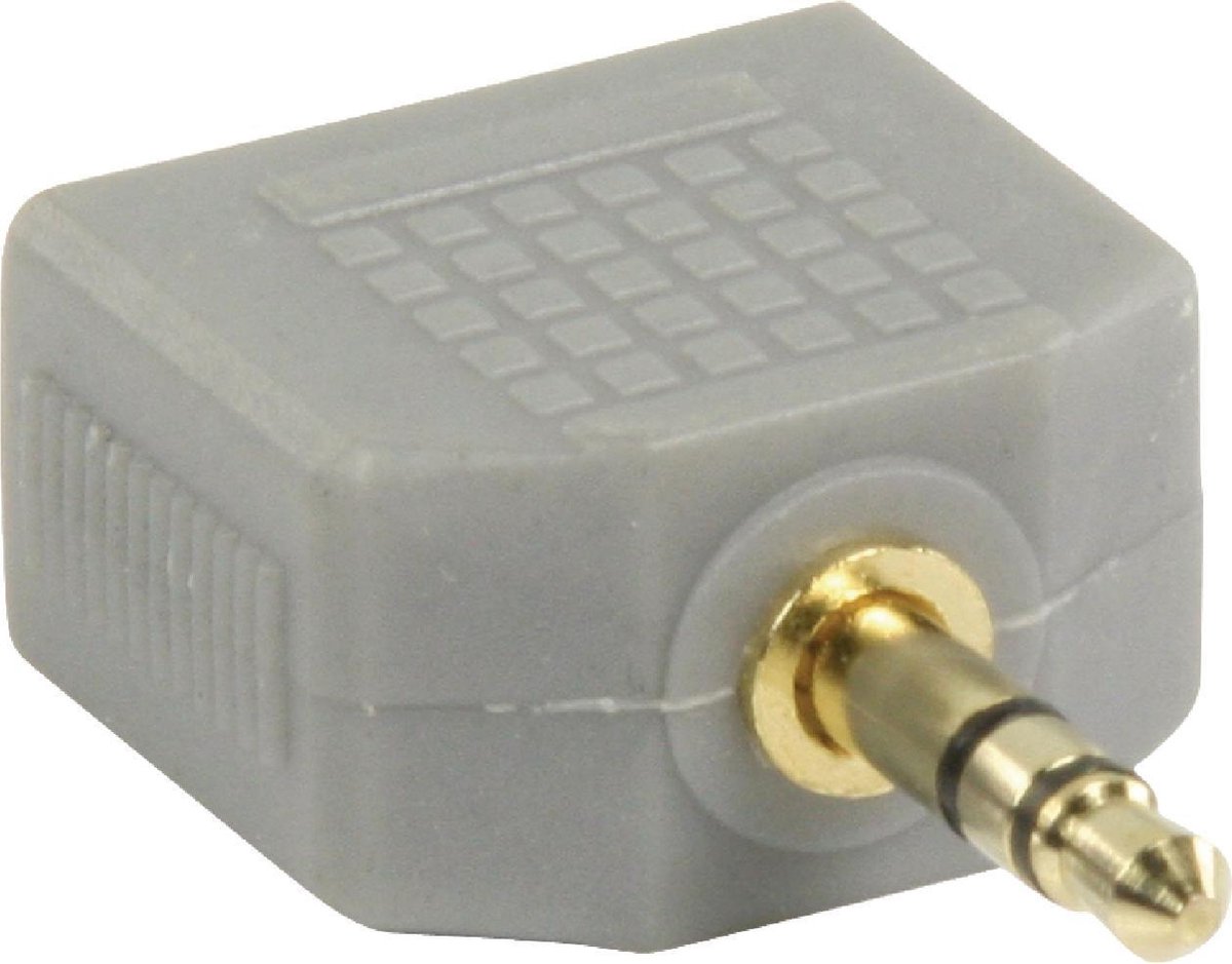 Bandridge BAP424 Stereo-Audio-Adapter 3.5 mm Male - 2x 3.5 mm Female  - Grijs