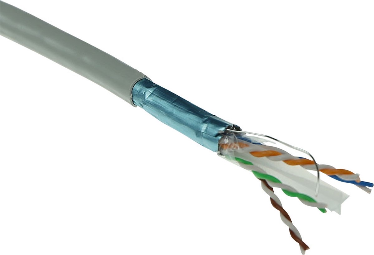 ACT FS6105 CAT6A F/UTP Massieve Installatiekabel | PVC | CPR Euroklasse ECA | 24AWG | Grijs | 500 meter