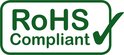 Groen 'RoHS Compliant' logo met een vinkje.