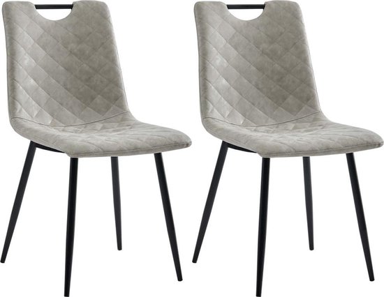 | vidaXL Eetkamerstoelen 2 st kunstleer grijs Eetkamerstoelen 2 st kunstleer grijs