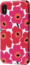 Apple iPhone X - iPhone XS Bloemen Back cover - Rood - Soft TPU