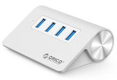 Orico - Aluminium USB 3.0 hub met 4 poorten – 5Gbps – Mac Style – LED-indicator – Geschikt voor Windows, Linux en Mac OS - USB 3.0 kabel van 100 cm - Zilver