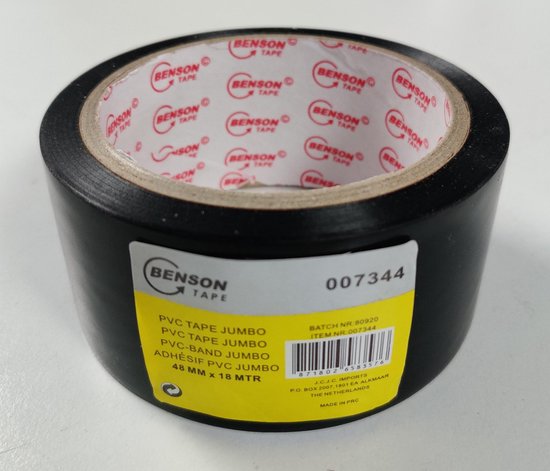 PVC Tape - Ducttape - Duct Tape - Ducktape - Benson - Zwart - 48mm x 18m -  Jumbo | bol.com